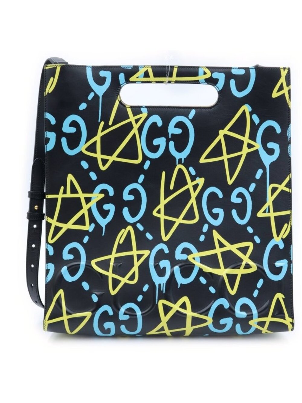 Gucci Ghost Print Star 2-Way Shoulder Handbag Leather Black